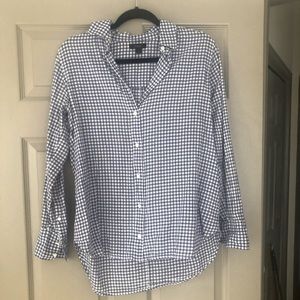 J. Crew linen gingham print button down